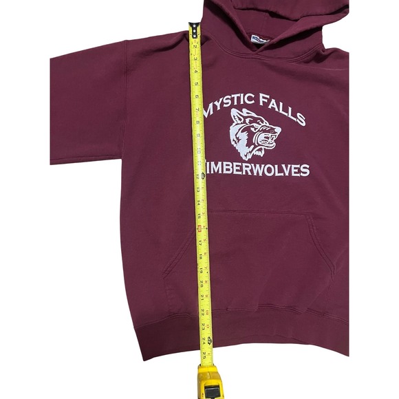 Jerzees Mystic Falls Timberwolves Salvatore 17 Hoodie Maroon Medium Vampire Diar - Picture 5 of 9